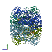 PDB entry 4to1 coloured by chain, side view.