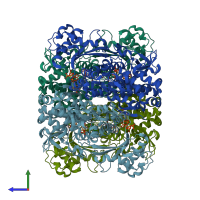 PDB entry 4to4 coloured by chain, side view.