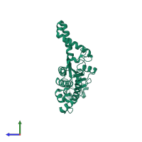 PDB entry 4toi coloured by chain, side view.