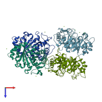 PDB entry 4toq coloured by chain, top view.