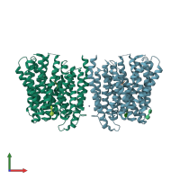PDB entry 4tpj coloured by chain, front view.