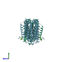 PDB entry 4tpj coloured by chain, side view.