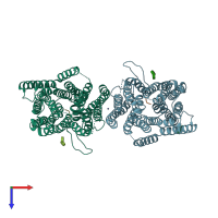 PDB entry 4tpj coloured by chain, top view.