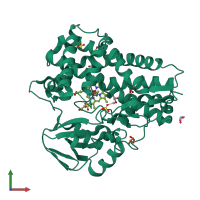 PDB entry 4tpn coloured by chain, front view.