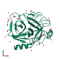 PDB entry 4tpy coloured by chain, front view.