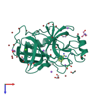 PDB entry 4tpy coloured by chain, top view.