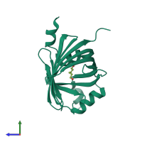 PDB entry 4tq2 coloured by chain, side view.