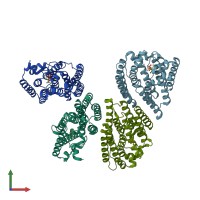 PDB entry 4tq4 coloured by chain, front view.