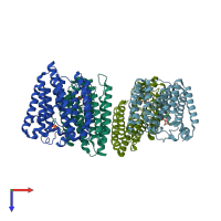PDB entry 4tq4 coloured by chain, top view.