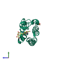 PDB entry 4tqn coloured by chain, side view.