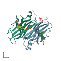 PDB entry 4tqp coloured by chain, front view.