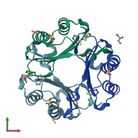 PDB entry 4trf coloured by chain, front view.