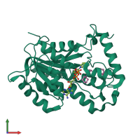 PDB entry 4trj coloured by chain, front view.
