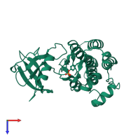 PDB entry 4trl coloured by chain, top view.
