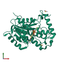 PDB entry 4trn coloured by chain, front view.