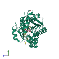 PDB entry 4trn coloured by chain, side view.