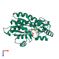 PDB entry 4trn coloured by chain, top view.