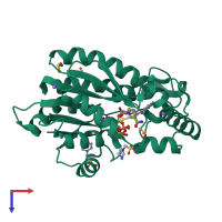 PDB entry 4tro coloured by chain, top view.