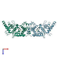 PDB entry 4ts1 coloured by chain, top view.