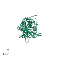 PDB entry 4ts4 coloured by chain, side view.