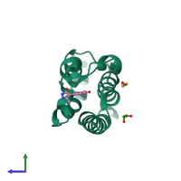 PDB entry 4ts8 coloured by chain, side view.