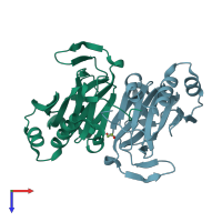 PDB entry 4tsd coloured by chain, top view.