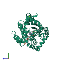 PDB entry 4tsk coloured by chain, side view.