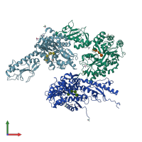 PDB entry 4tsm coloured by chain, front view.