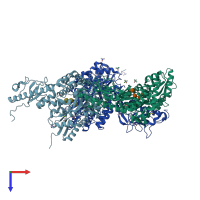 PDB entry 4tsm coloured by chain, top view.