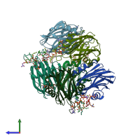 PDB entry 4tsq coloured by chain, side view.