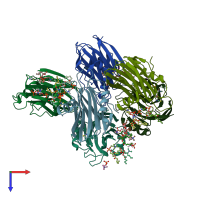 PDB entry 4tsq coloured by chain, top view.