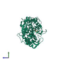 PDB entry 4tsr coloured by chain, side view.