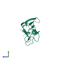 PDB entry 4tsv coloured by chain, side view.