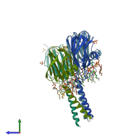 PDB entry 4tsy coloured by chain, side view.