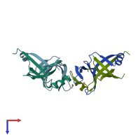 PDB entry 4tt9 coloured by chain, top view.