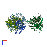 PDB entry 4ttc coloured by chain, top view.