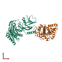 PDB entry 4tu3 coloured by chain, front view.