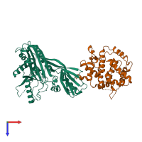PDB entry 4tu3 coloured by chain, top view.