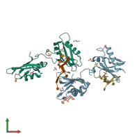 PDB entry 4tu7 coloured by chain, front view.