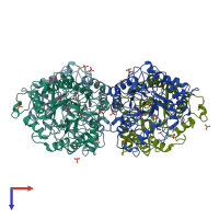 PDB entry 4tuf coloured by chain, top view.