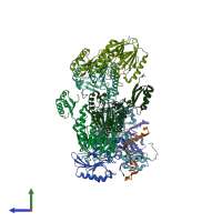 PDB entry 4tug coloured by chain, side view.