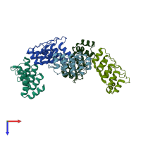 PDB entry 4tum coloured by chain, top view.