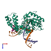 PDB entry 4tuq coloured by chain, top view.