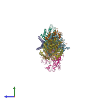 PDB entry 4tuy coloured by chain, side view.