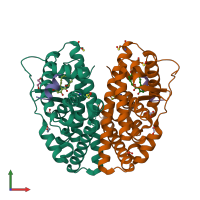 PDB entry 4tuz coloured by chain, front view.