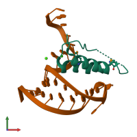 PDB entry 4tv0 coloured by chain, front view.