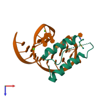 PDB entry 4tv0 coloured by chain, top view.