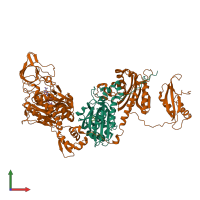 PDB entry 4tva coloured by chain, front view.