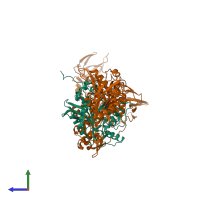 PDB entry 4tva coloured by chain, side view.