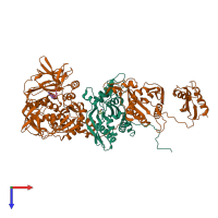 PDB entry 4tva coloured by chain, top view.